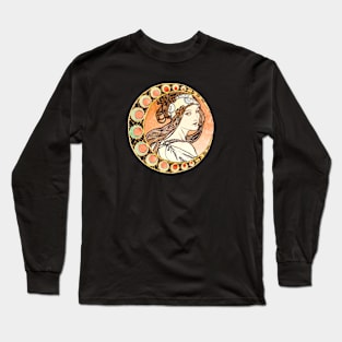 Mucha Vintage Moon Lady 03 Long Sleeve T-Shirt